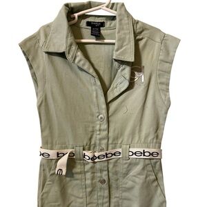 Bebe Light Green Collared Dress NWOT